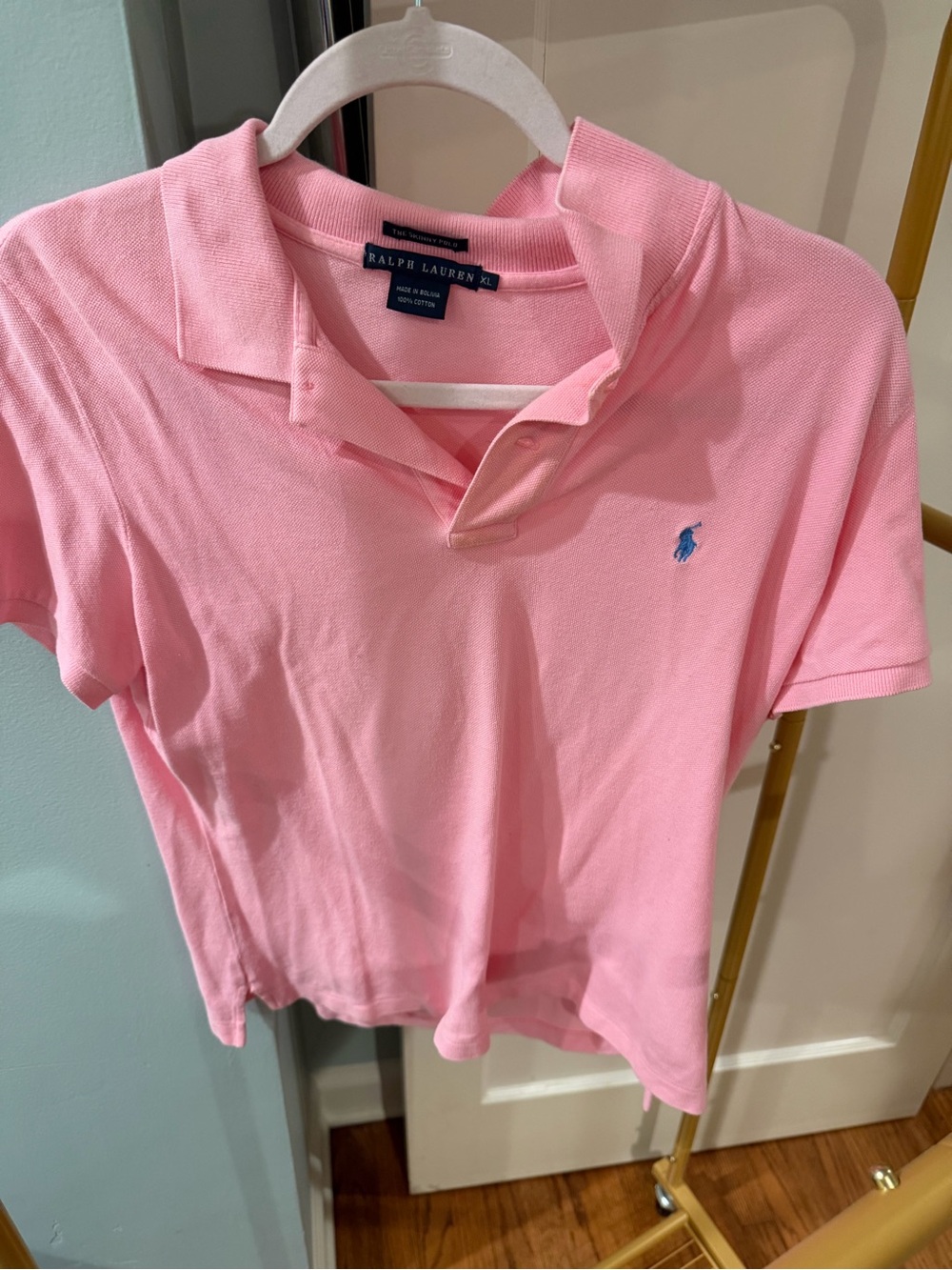 Ralph Lauren Pink Polo with Blue Pony Embroidery